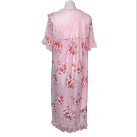 Pink Floral Robe & Pink Slip Set sz sm - Picture 3 of 6